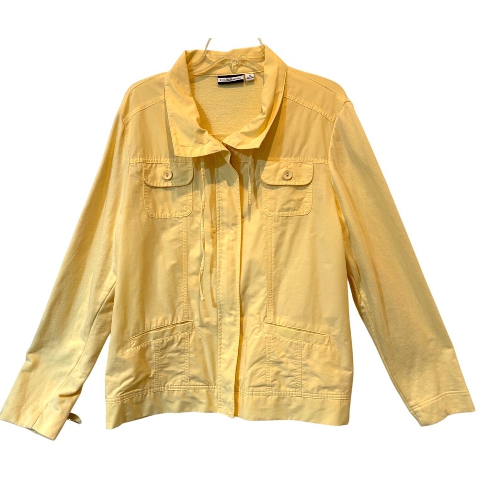 Croft&Barrow Women Zip-Up Jacket Soft Yellow Size XL Lightweight Utility Pockets